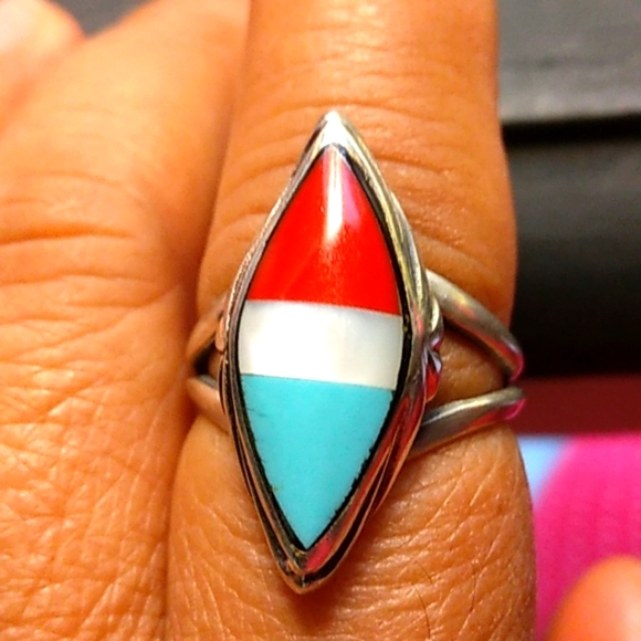 ❤💕GORGEOUS!/TORQUOISE,OPAL CORAL RING SZ,8💕 - Picture 4 of 7